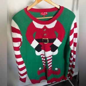 Festive Green and Red Elf Sweater